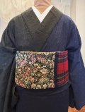 半幅帯　ジャガードｘチェック　1点物