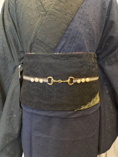 画像2: 帯締め　茶ｘパール　1点物