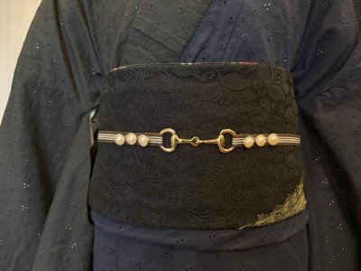 画像3: 帯締め　茶ｘパール　1点物