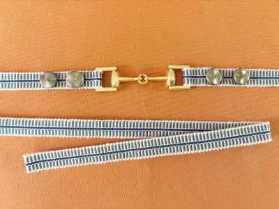 画像1: 帯締め　カーキベージュｘ丸ゴールド　1点物