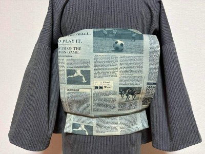 画像2: 名古屋帯＜サッカー新聞＞　1点物