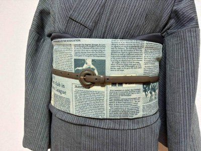 画像1: 名古屋帯＜サッカー新聞＞　1点物
