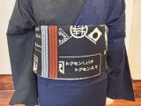 画像: 半幅帯　醤油　黒　1点物