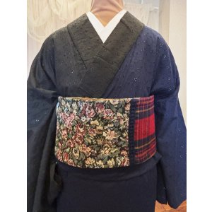 画像: 半幅帯　ジャガードｘチェック　1点物