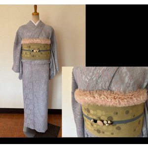 画像: 帯飾り　ピンク白ベージュ　1点物