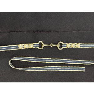 画像: 帯締め　紺ｘパール　1点物