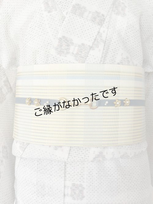 画像2: 帯締め　ブルーｘ黄色花　1点物