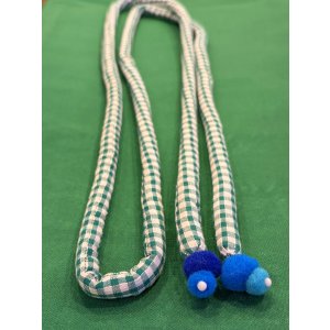 画像: 帯締め　緑ギンガム　1点物