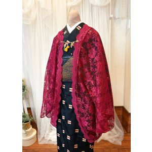 画像: レースももんがコート＜ワインレッド＞　