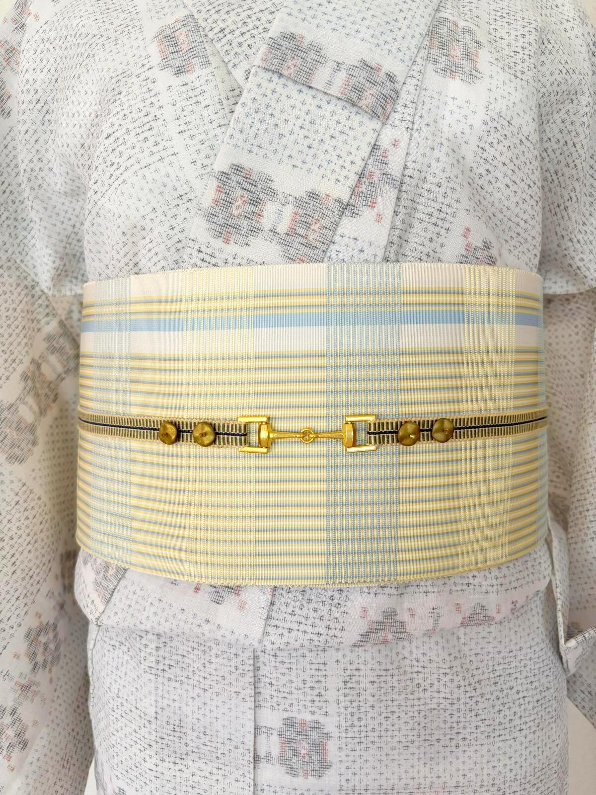 画像2: 帯締め　カーキベージュｘ丸ゴールド　1点物