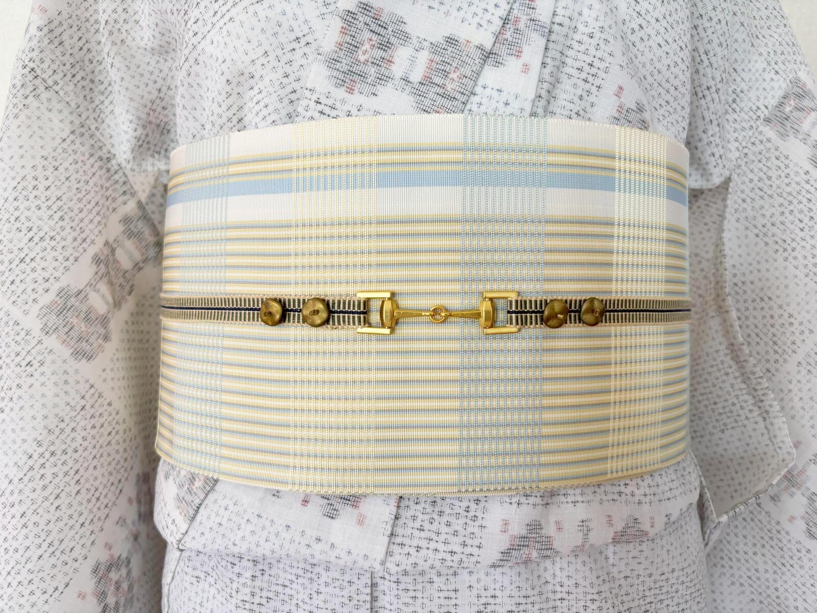 画像3: 帯締め　カーキベージュｘ丸ゴールド　1点物