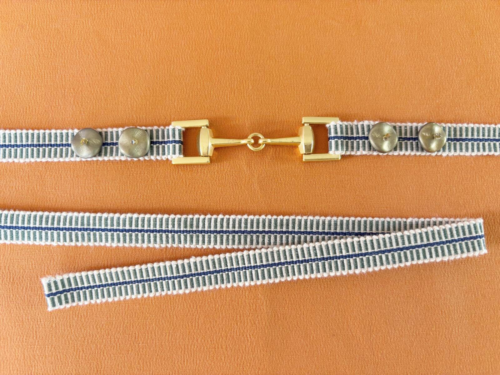 画像1: 帯締め　カーキベージュｘ丸ゴールド　1点物