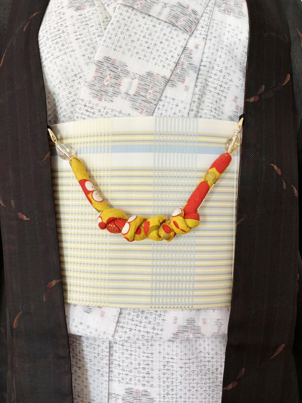 画像3: 羽織紐　黄赤花　1点物