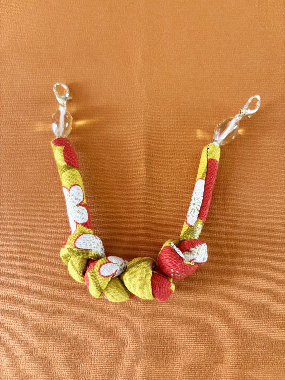 画像1: 羽織紐　黄赤花　1点物